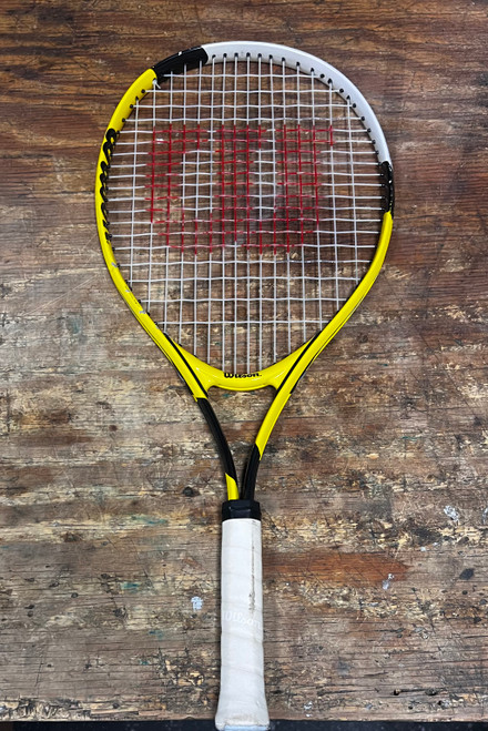Vist Large View of Product Image Which is Used Wilson US OPEN 25 Adult Tennis Racquet Yellow 4"