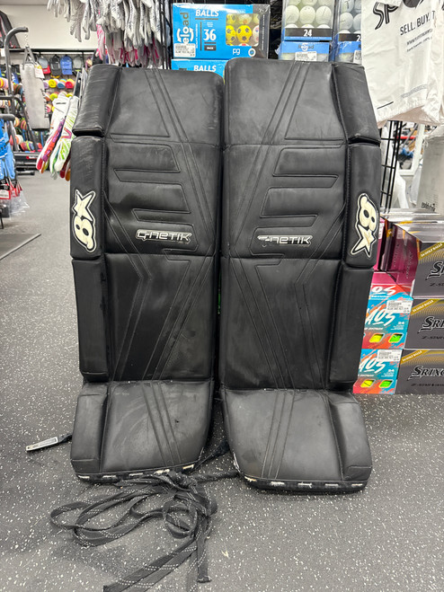 Vist Large View of Product Image Which is Used Brians GNETIK PRO II Goalie Leg Pads Senior Black 34"