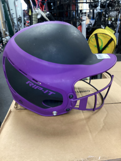 Vist Large View of Product Image Which is Used RIP-IT Batting Helmet w/Mask Purple S/M
