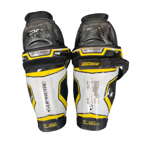 Vist Large View of Product Image Which is Used Bauer SUPREME Senior Hockey Shin Guards Black 9"