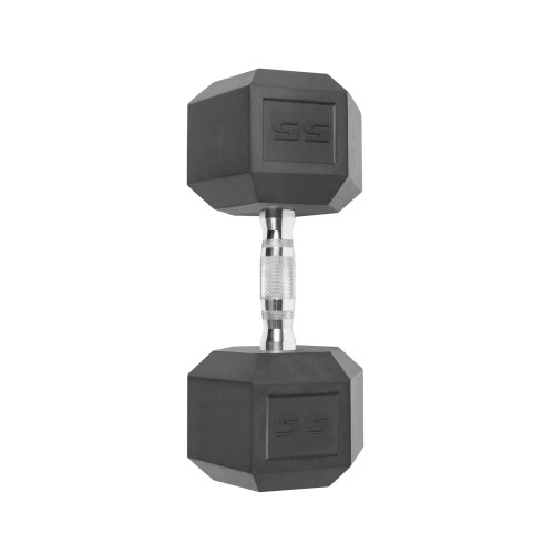 Vist Large View of Product Image Which is New RUBBER HEX DUMBBELL 55 LB