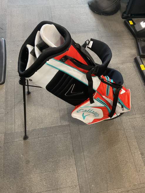 Vist Large View of Product Image Which is Used Callaway 6 WAY STAND BAG Mens Stand Bag White And Orange
