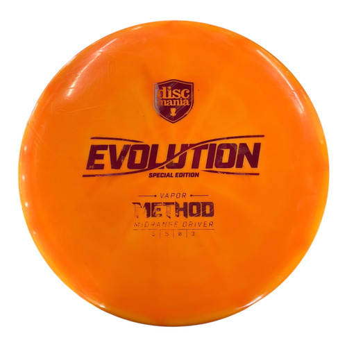 Vist Large View of Product Image Which is Used Discmania EVOLUTION VAPOR METHOD Disc Golf Mid Range Orange 177g