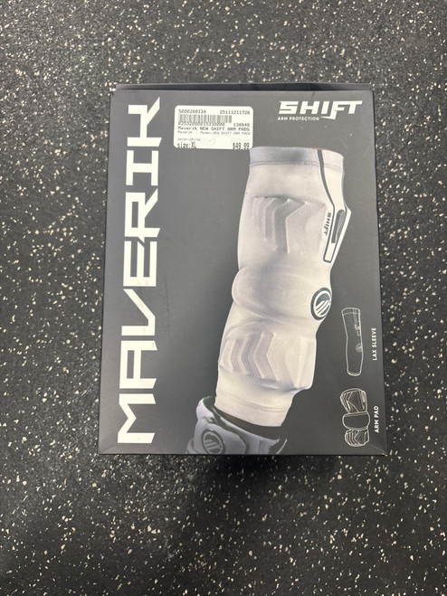 Vist Large View of Product Image Which is Used Maverik NEW SHIFT ARM PADS Lacrosse Arm Pads/Guards White XL