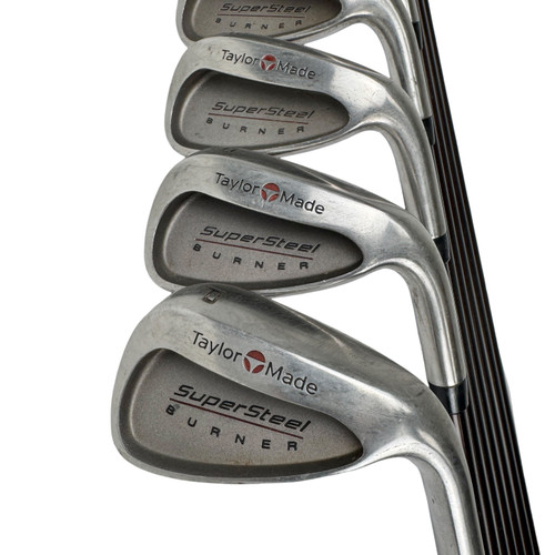 Vist Large View of Product Image Which is Used Taylormade SUPERSTEEL BURNER Men's RH Iron Set 3I-PW Stiff Flex Graphite Shaft