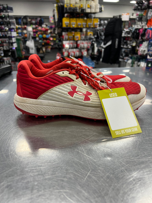 Vist Large View of Product Image Which is Used Under Armour YARD TURF BB/SB Cleats Red Senior 9.5