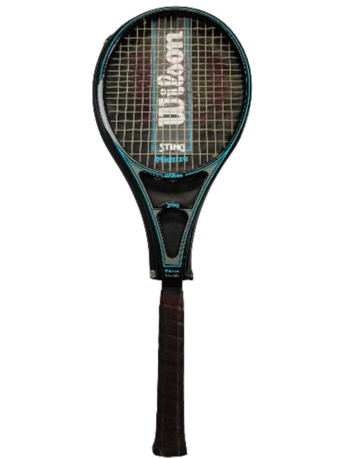 Vist Large View of Product Image Which is Used Wilson STING Adult Tennis Racquet Black 4 3/8"