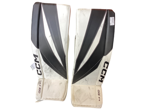 Vist Large View of Product Image Which is Used CCM AXIS F9 34 PLUS 1 Goalie Leg Pads Senior White 34"