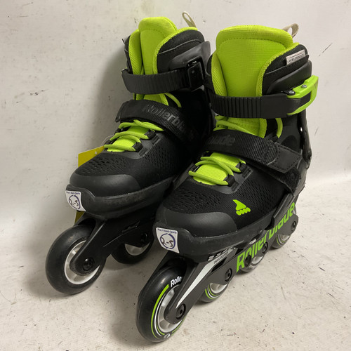 Vist Large View of Product Image Which is Used Rollerblade MICROBLADE ADJ 2-5 Junior Rec Fitness Skates Black Adjustable