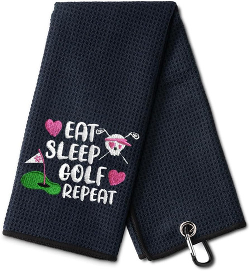 Vist Large View of Product Image Which is New Eat Sleep Golf Repeat Towel