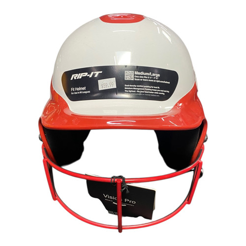 Vist Large View of Product Image Which is Used RIP-IT Batting Helmet w/Mask Red M/L