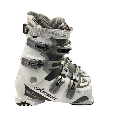 Vist Large View of Product Image Which is Used Atomic 50 Womens DH Ski Boot White 240 MP - J06 - W07