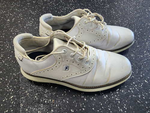 Vist Large View of Product Image Which is Used Foot Joy TRADITIONS Mens Golf Shoes White Senior 6