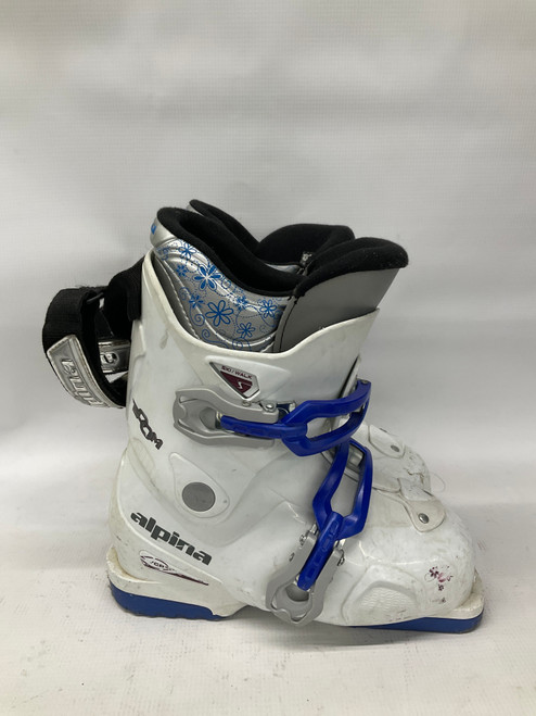 Vist Large View of Product Image Which is Used Alpina BOOM SKI BOOTS Girls DH Ski Boot White 225 MP - J04.5 - W5.5