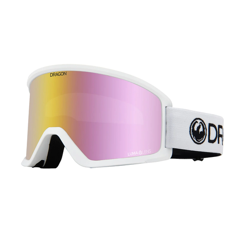Vist Large View of Product Image Which is New Dragon DX3 OTG 2026 Snow Goggles- White/Lumalens Pink Ionized Lens