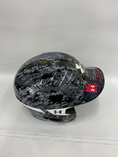 Vist Large View of Product Image Which is Used Under Armour HELMET Batting Helmet No Mask Black And White Fits all