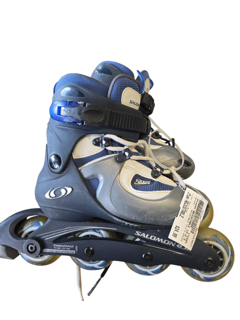 Vist Large View of Product Image Which is Used Salomon ADJUSTABLE 13-2.5 SKATES Junior Rec Fitness Skates Navy Blue Adjustable