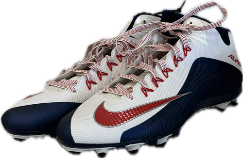 Vist Large View of Product Image Which is Used Nike ALPHA PRO 2 Adult FB Cleats White/Red/Navy Senior 15