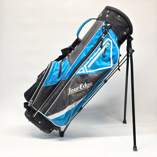 Vist Large View of Product Image Which is Used Tour Edge JR BAZOOKA 370 Jr Stand Bag Black And Carolina Blue