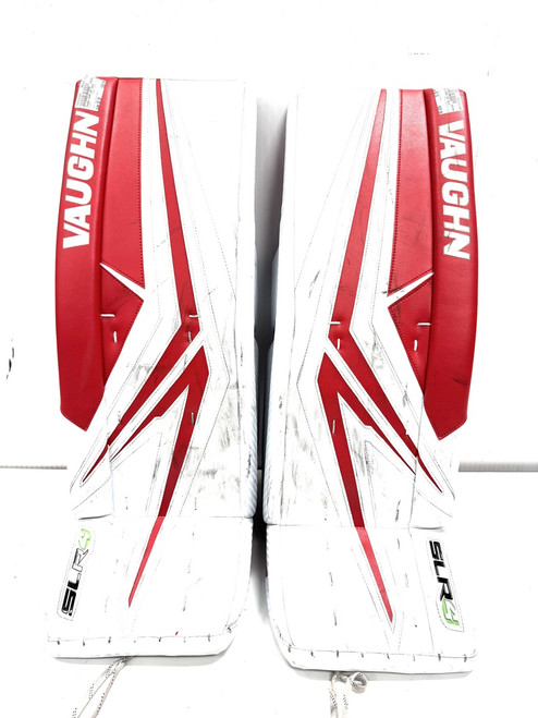 Vist Large View of Product Image Which is Used Vaughn SLR4 INT 30+2 Goalie Leg Pads Inter White And Red 30"