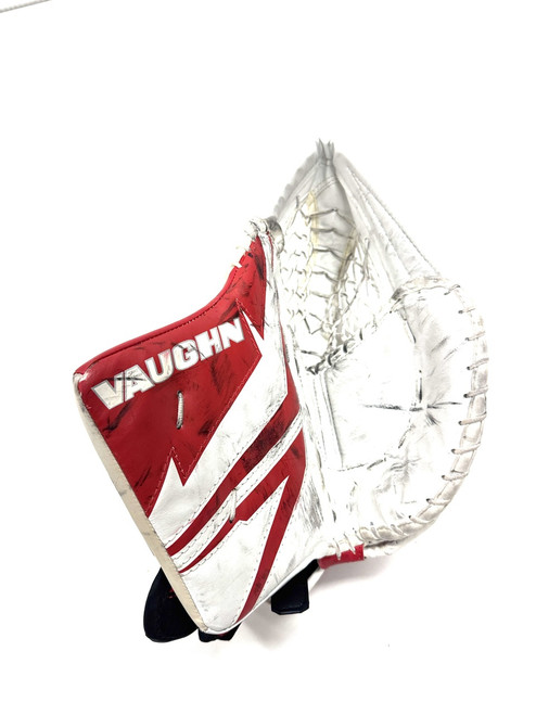 Vist Large View of Product Image Which is Used Vaughn SLR4 JR CATCHER Junior Goalie Catcher White And Red