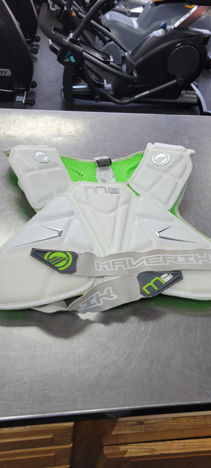 Vist Large View of Product Image Which is Used Maverik M4 Lacrosse Shoulder Pads White LG