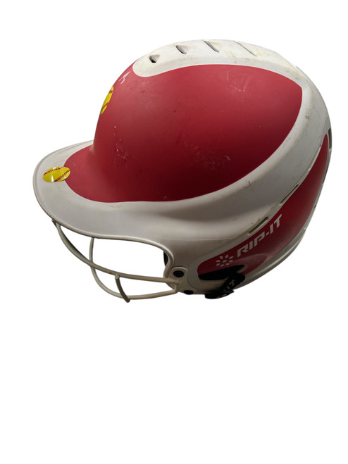 Vist Large View of Product Image Which is Used RIP-IT 6 - 6 7/8 W/ MASK Batting Helmet w/Mask Red M/L