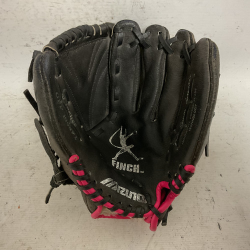 Vist Large View of Product Image Which is Used Mizuno Finch GPP1005F1 RH Throw Fastpitch Gloves Black And Pink 10"