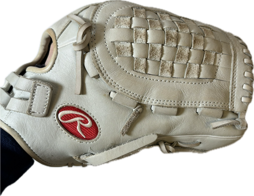 Vist Large View of Product Image Which is Used Rawlings GGEFP125BW BB/SB Glove RH Throw White 12 1/2"