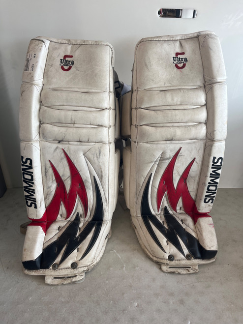 Vist Large View of Product Image Which is Used SIMMONS Goalie Leg Pads Junior White 30"
