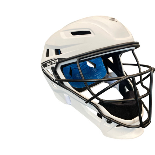 Vist Large View of Product Image Which is Used Easton CATCHERS HELMET Catchers Helmet w/Mask White SM