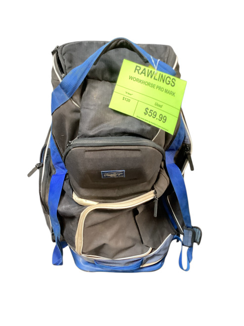 Vist Large View of Product Image Which is Used Rawlings WORKHORSE PRO MARK BB/SB Player Wheeled Bag Royal Blue