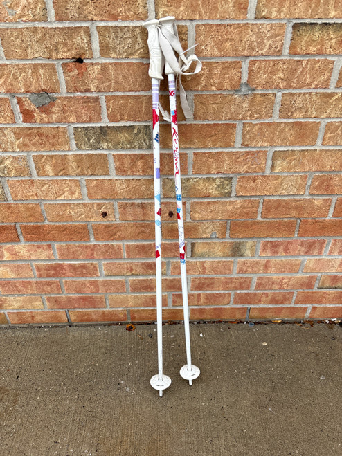 Vist Large View of Product Image Which is Used KERMA Girls DH Ski Pole White 110 cm / 44 in