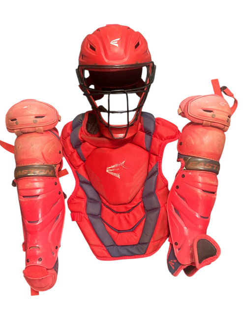Vist Large View of Product Image Which is Used Easton 9-12 Catchers Helmet w/Mask Red One Size
