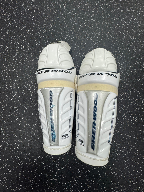 Vist Large View of Product Image Which is Used Sher-wood T90 Senior Shin Guards White 12"