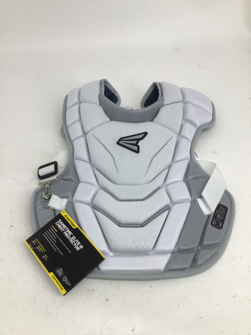 Vist Large View of Product Image Which is Used Easton NEW GAMETIME ELITE III YTH CATCHER CHEST Catchers Chest Protector White Junior