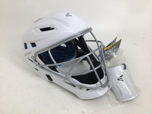 Vist Large View of Product Image Which is Used Easton NEW GAMETIME ELITE III SM CATCHER HELMET Catchers Helmet w/Mask White SM