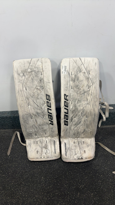 Vist Large View of Product Image Which is Used Bauer SUP ONE.7 Goalie Leg Pads Senior White 30 1/2"