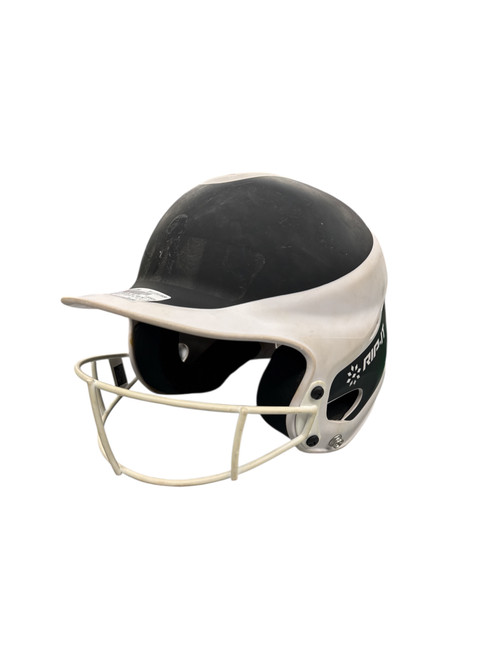 Vist Large View of Product Image Which is Used RIP-IT Vision Softball S/M Batting Helmet w/Mask - Black And White