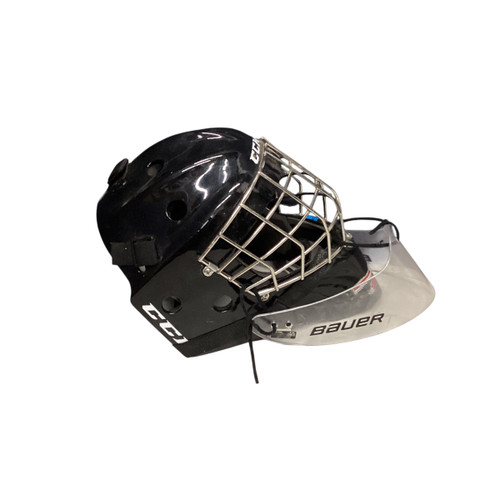 Vist Large View of Product Image Which is Used CCM GFL 1.5 Senior Goalie Helmet/Mask Black One Size