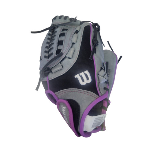 Vist Large View of Product Image Which is Used Wilson FLASH FP GLOVE BB/SB Glove RH Throw Grey 11 1/2"