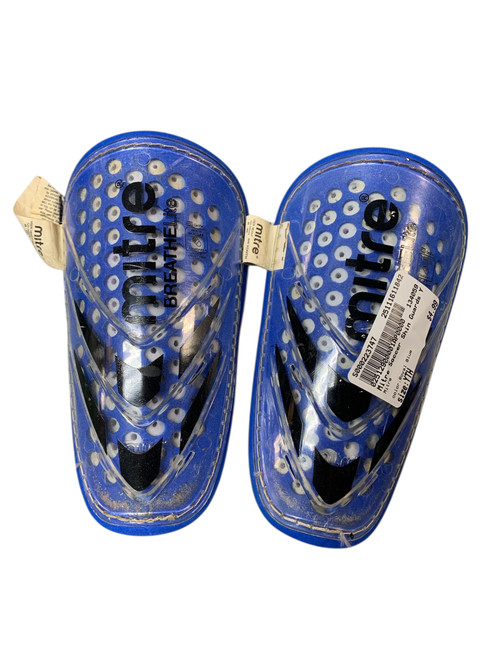 Vist Large View of Product Image Which is Used Mitre Soccer Shin Guards Youth Royal Blue Youth