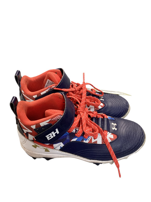 Vist Large View of Product Image Which is Used Under Armour BRYCE HARPER SZ 3 CLEATS BB/SB Cleats Red Junior 03