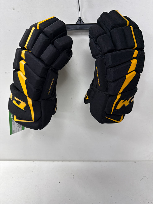 Vist Large View of Product Image Which is Used CCM FT 485 Senior Gloves Black And Gold 13"