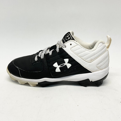 Vist Large View of Product Image Which is Used Under Armour LEADOFF BB/SB Cleats Black And White Junior 02.5