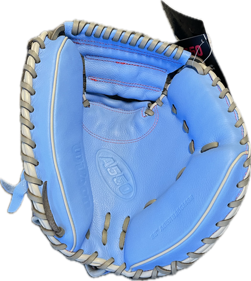 Vist Large View of Product Image Which is Used Wilson 550 BB/SB Catchers RH Throw Carolina Blue 32"