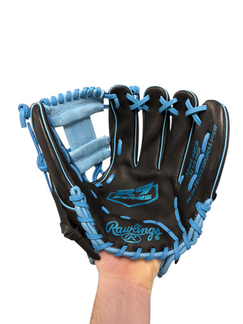 Vist Large View of Product Image Which is Used Rawlings R9 SERIES BB/SB Glove RH Throw Black 11 1/2"