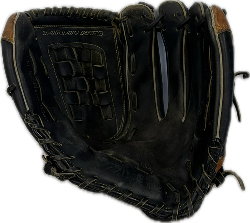 Vist Large View of Product Image Which is Used Mizuno MAX FLEXPROFESSIONAL MODEL BB/SB Glove RH Throw Black And Tan 13"