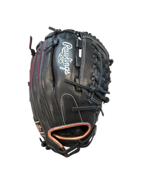Vist Large View of Product Image Which is Used Rawlings R9 SERIES BB/SB Glove RH Throw Black 12 1/2"