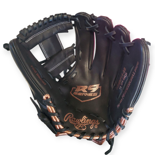 Vist Large View of Product Image Which is Used Rawlings R9 SERIES BB/SB Glove RH Throw Black 11 3/4"